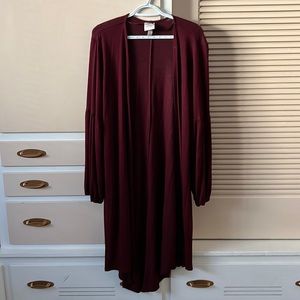 Knox Rose Romantic Cardigan Poet sleeve garnet burgundy XXL
